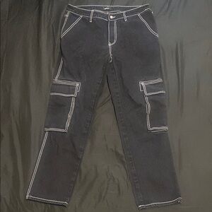 Contrast Lining Carpenter Straight Jeans